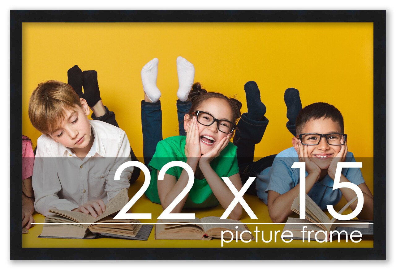 22x15 Solid Wood Picture Frame with UV-Resistant Acrylic & Acid-Free Backing, Available in 6 Finishes: Matte Black, Matte White, Metallic Bronze, Silver, Natural Wood Grain & Mahogany